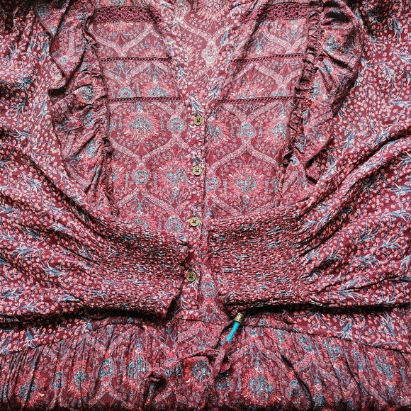 Fat Face Tie dress knee-length boho floral long-sleeved ruffles Crochet. - Picture 9 of 17